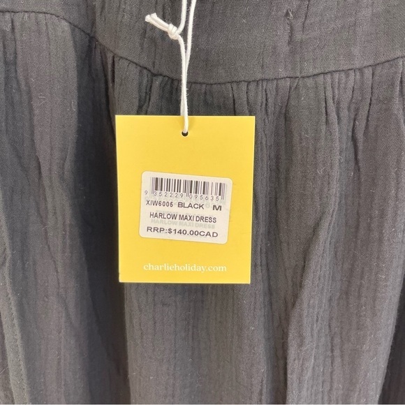 NEW Charlie Holiday Harlow Maxi Dress Gauze XIW6005 Black Medium NWT - Picture 5 of 9